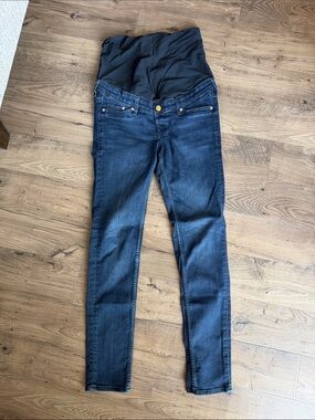 H&M Maternity Skinny Jeans with Overband Panel - Dark Blue